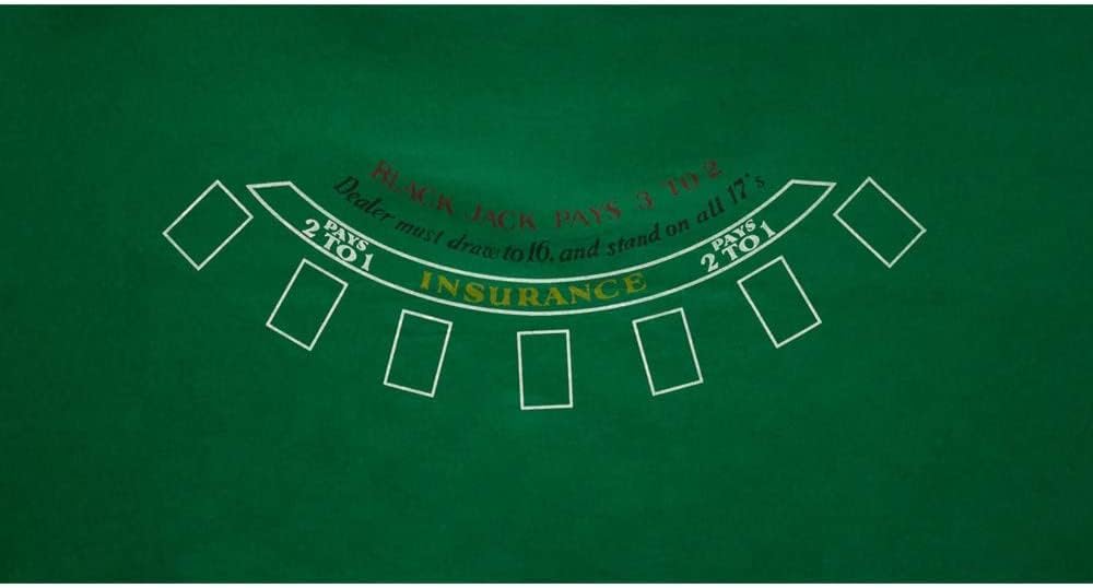 KD Casino Tabletop Felt Layout Mat for Nights Game, Fun Casino, Parties, and Events! 36"x72" (Green Blackjack)