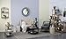 ZGHQHCDRH 32.3x15.7x26.8 Modern Metal Wood Bar Cart with Wheels Industrial Decor
