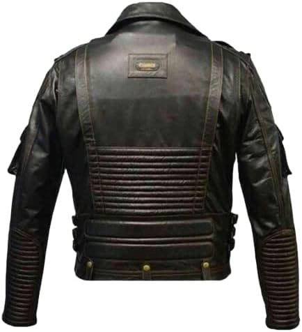 Men's Vintage HD Biker Real Cow Leather Motorcycle Jacket Black Stylish Riding Jackets For Men (XL)
