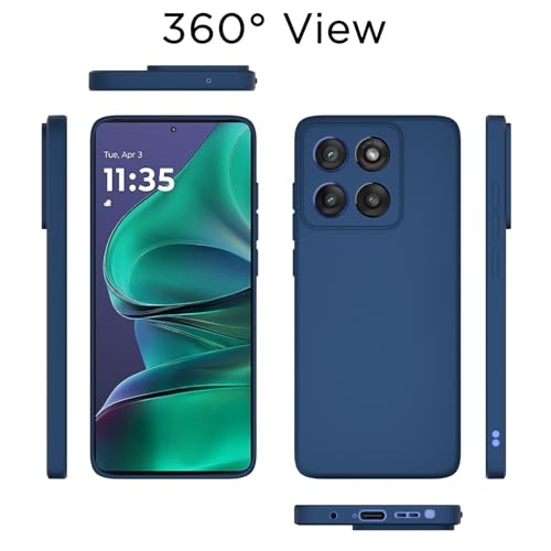 Image of Outlouders Back Cover for Motorola Moto Edge 60 Stylus 5G | Camera Protection | Durable Soft Matte Silicone Bumper Case (Blue)
