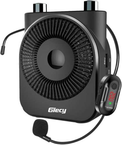 Giecy Amplificador de Voz Portatil con Micrófono Inalámbrico de Diadema UHF, Recargable de 2600mAh, Larga Duración de Batería, Manos Libres para Profesores, Guiar Tours, Actividades al Aire Libre