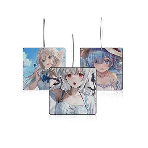 Tjiusi Anime Girls Air Freshener Pendant Car Air Fresheners 3Pcs Office Clean Room Fresheners Incense Chips Cute Grils Hanging Air Freshener Double-Sided Print Of The Air Freshener For Car Home Party Supplies Gifts #TOP4