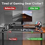 Solid Wood Controller Holder and Headphone Stand, Gaming Controller Stand for Desk, Dual Controller Organizer Rack, Fits Xbox, PS4, PS5, Gamepad, Headset Holder for Son, Husband, Boyfriend - Image 2