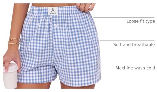 Image of ANRABESS Boxer Shorts for Women Gingham Pajama 2026 Summer Casual Lounge Sleep Plaid Shorts Y2K Beach Bottoms