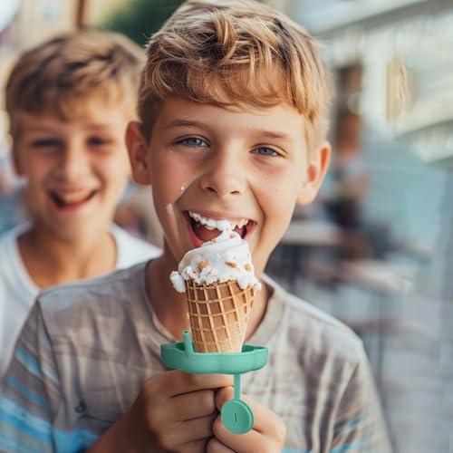 2 Stück Tropfschutz Eis am Stiel Halter, Eishalterung Kinder Silikon Halter, Wiederverwendbarer Halter mit Strohhalm Tropfschutz-Halter, Strohhalm 3 cm Eingebaut Schlitz am Halter für Kinder