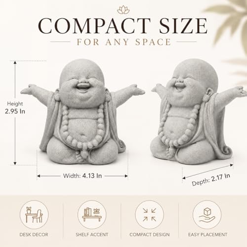 Estatua buda de piedra arenisca para decoración Feng Shui miniatura 2