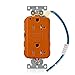Leviton GFTR2-IGO 20A-125V Extra-Heavy Duty Industrial Grade Isolated Ground Duplex Tamper-Resistant Self-Test GFCI Receptacle, 20-Amp, Orange,