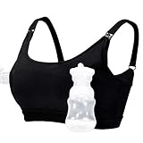 Momcozy Hands Free Pumping Bra, Adjustable Breast-Pumps Holding and Nursing Bra, Suitable for Breastfeeding-Pumps by Lansinoh, Philips Avent, Spectra, Evenflo and More Black