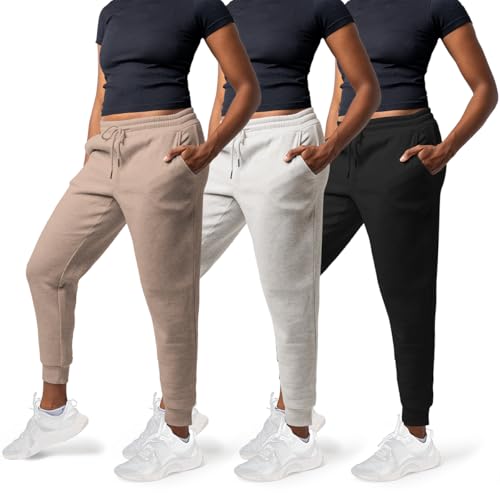 3 Pack Sweatpants Women - Womens Sweatpants with Pockets, Fleece Womens Joggers, Yoga Pants (Available in Plus)