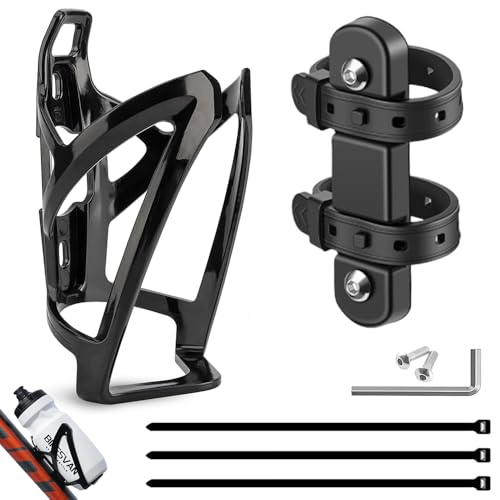 Porte-Bouteille de Vélo, Porte-Gobelet de Vélo Porte Bidon Velo avec Base de Montage pour Cage, Léger Résistant, pour VTT et Velo de Route (Noir 1)