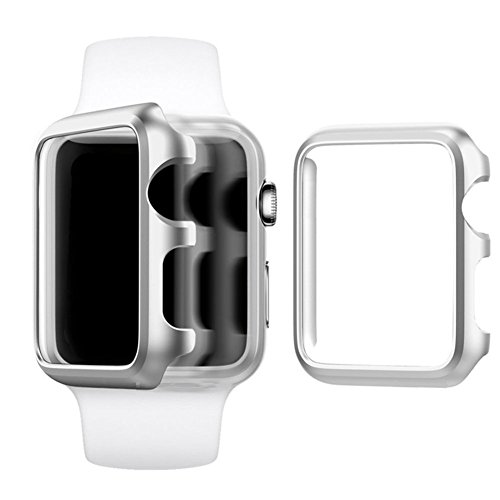 Imymax for Apple Watch Case 38mm, Hard Aluminum Plated Protective Bumper Shell Cover Cases for Apple iWatch Sport/Edition - Silver
