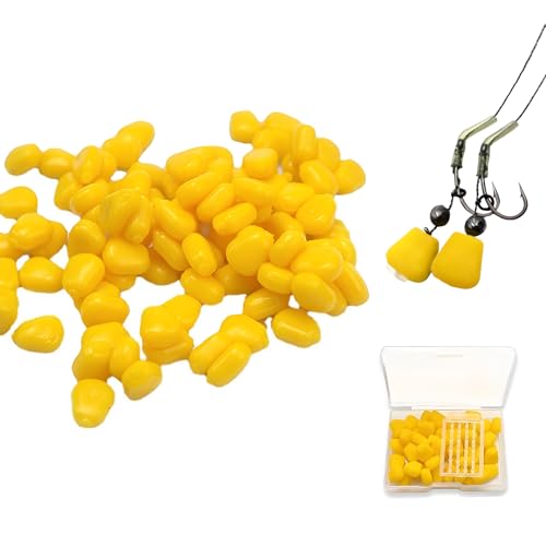 Soft Plastic Lures Fake Bait Artificial Pop Up Sweetcorn (50 Pcs) 50 Pcs Corn Fishing Lures, Fake Corn Soft Baits Simulation Carp Lures Fake Baits Simulation Carp Fishing Lure