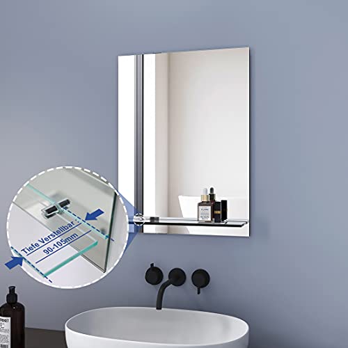 Meykoers Badkamerspiegel met plank wandspiegel met plank 80x60cm badkamerspiegel badkamerspiegel - Image 4