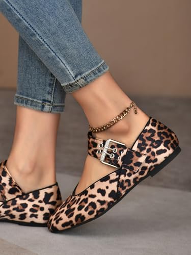 Women's White Mary Jane Flats Comfortable, Buckle Strap Ballet Flats for Women Sqaure Round Toe Slip On Shoes3