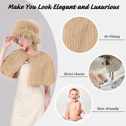 Women Winter Faux Fur Wraps Shawls Warm Cape for Party Wedding4