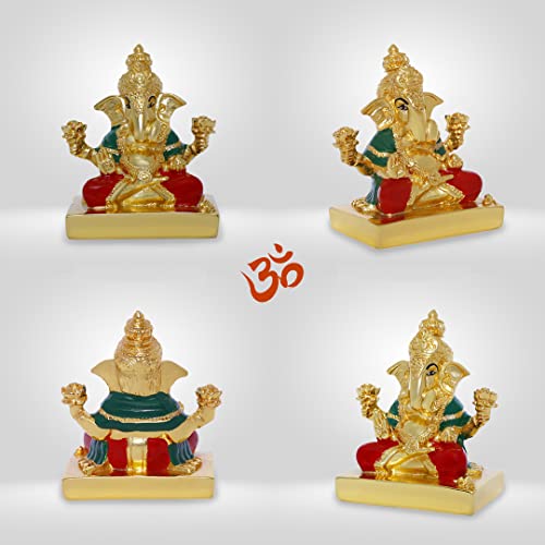 Image of Neodrift Ganesh Idol for Car Dashboard (Real 24kt & 999 Silver Plated, Dual-Tone Gold & Silver) (Model ND11) - Enhance Your Drive