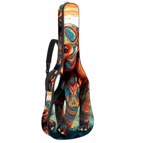 Housse de guitare acoustique 40 pouces imperméable et rembourrée motif éléphant