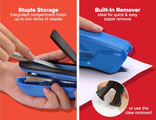 Agrafeuse 20 feuilles Bostitch Office Ascend bleue compacte avec compartiment - 3