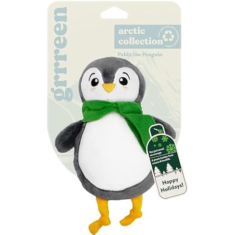 GRRREEN Holiday Collection Dog Toys | Medium Sized Pablo The Penguin | Cute, Durable, & Sustainable Plush Chew Toys for Dogs | Festive Stocking Stuffer Gift! Cover