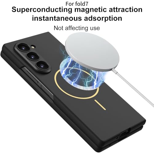 Image of TechTrendz Magnetic Cover [Compatible with MagSafe] for Samsung Galaxy Z Fold 7 Case Slim Hard PC + Tempered Glass Protective Phone Case for Galaxy Z fold 7 Back Cover - Silver