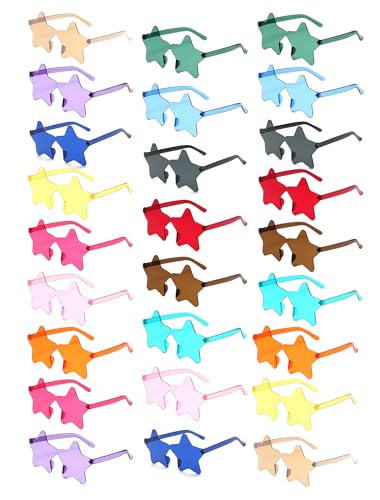 12/26/36 Pairs Rimless Star Shaped Sunglasses Transparent Glasses Bulk Fun Sunglasses for Party Favors