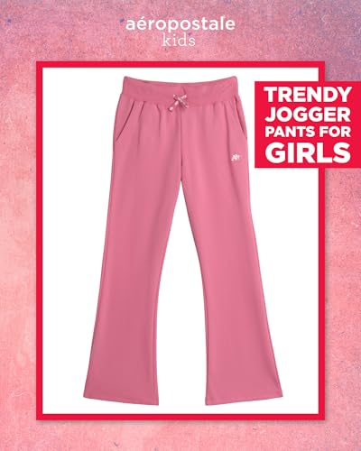 AEROPOSTALE Girls' Sweatpants - Fleece Wide Leg Performance Jogger Pants for Girls - Kids' Lightweight Joggers (7-16)2