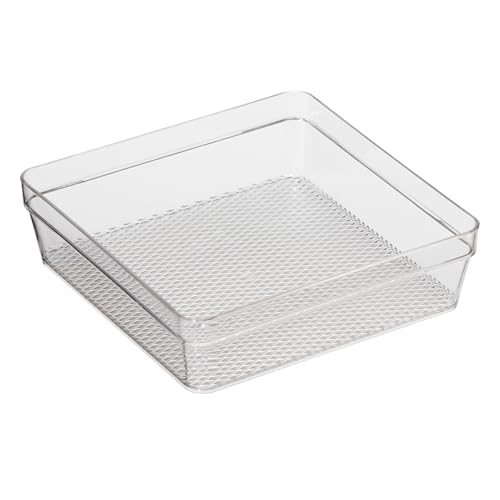 Image of Oggi Clear Drawer Organizer - 6 inch X 6.25 inch- Ideal for Organizing Kitchen Drawers, Office, Desk, Silverware, Kitchen Utensils, Cosmetics and Bathrooms