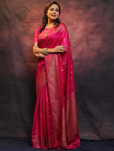 Image of Sugathari Women's Banarasi Saree Pure Kanjivaram Silk Saree Soft new ladies 2025 Design Wear Pattu Sarees Sadi Party Sari collections With Blouse Piece (San Pari-223)