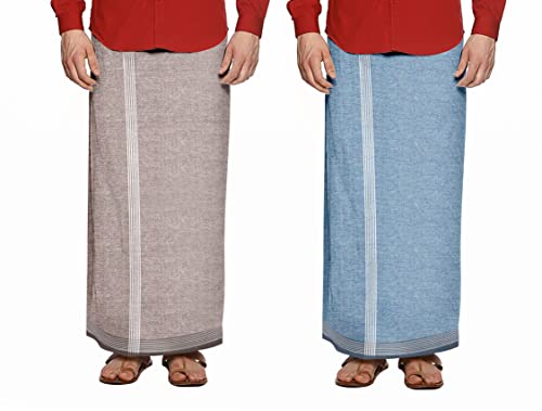 GONATURS Men Handloom cool cotton plain colour single piece Lungi...