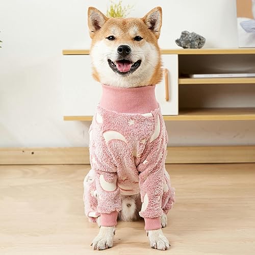 UOSIA Pijama de pelúcia para cachorro para clima frio 4 pernas roupas de lã quente macacão pijama pa
