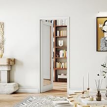 24" x 80" Slab Door, 1-Lite Mirror Pantry Door with Black Door Knob, Interior Single Door Panel for Closet & Bedroom, Classic Style as Prehung, Pocket, Bifold, Barn Doors