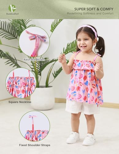Image of Baby Girl Sleeveless T-Shirts Toddler Infant Girls Tank Top T-Shirt Viscose from Bamboo Summer Cool Tees 3Months-5T