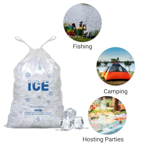 Image of 200 PACK 10 lb. Drawstring Ice Bags 12 x 21 Inch Heavy-Duty