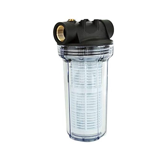 Grafner Vorfilter für Hauswasserwerke und Gartenpumpen, mit Filtereinsatz, lange Ausführung, 1“ IG und 2x 1“ AG Adapter, 5,5 bar, 6000 l/h, Filter Pumpe