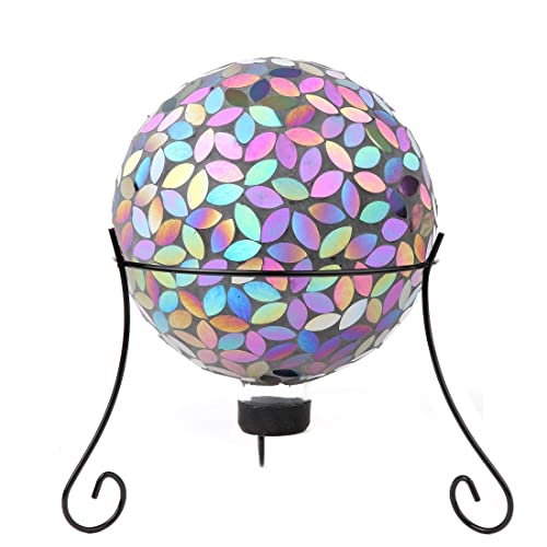 Lily's Home Colorful Mosaic Glass Gazing Ball, Designed With A Stunning Holographic Petal Mosaic Pattern To Bring Color To Any Home And Garden, Silver & Purple (10 Inches Dia.) #TOP3
