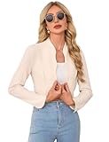Yesfashion Bolero Damen Langarm Blazerjacke Elegant Festlich Cardigan Bolerojacke Open Front Büro Arbeit Aprikose M