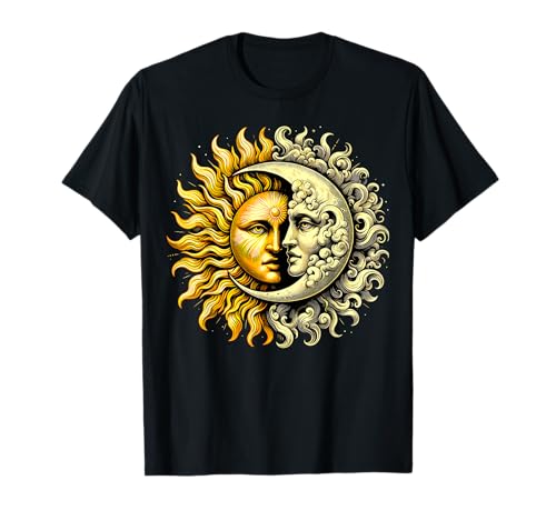 Místico Sol y Luna Celestial Yin Yang Estética Mística Camiseta