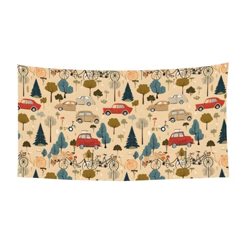 MINDBBDFJ Car And Bicycle Print Banners And Signs For Outdoor/Indoor,Personalized Banner Customizable Parties Halloween Banner (180x90cm)