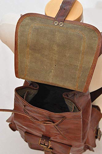 Sac à dos en cuir véritable avec compartiment ordinateur et grand volume - 4