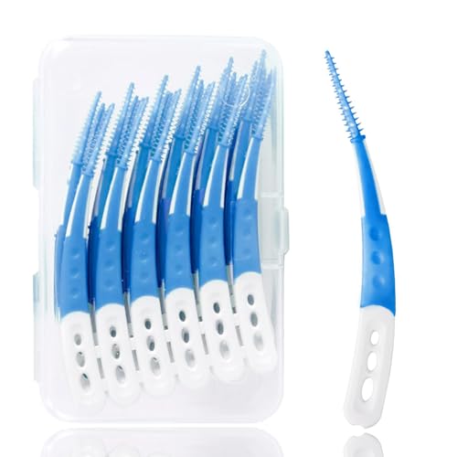 Cepillos interdentales, 60 cepillos dentales suaves con mango antideslizante, cabeza angulada, cepillo de dientes interdentales para encías sensibles, limpieza profunda/limpieza de detalles