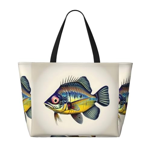 Fly Yellow Fish Large Capacity Foldable Tote Bag Women Beach Tote Bag Handbag Gym Bag Travel Shopping Bag2