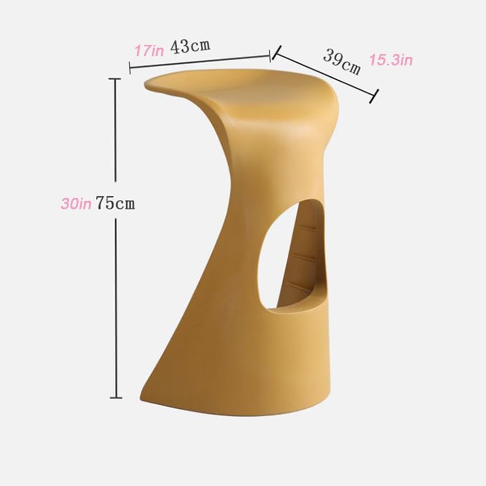 Plastic Stool 30" Height stools Backless Breakfast Stools Stackable Island Dining Chair with Footrest(Black) (White One Size)