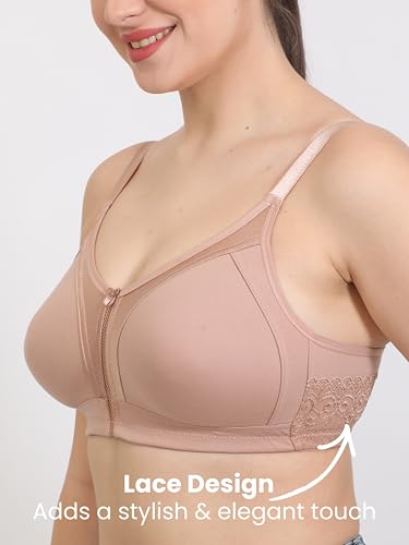 Image of GLAMORAS Women Cotton Spandex Non Padded & Non Wired Minimizer Everyday Bra| Structured for Bounce Control with Full Coverage & Broad Side Wings Prevents Side Spillage