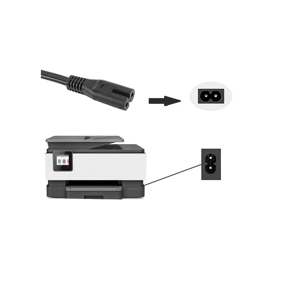 Câble d'alimentation 2M Compatible pour OfficeJet Pro 8025 5212 6978 3830 5255 9015 4650 9025 8710 8720 6968 8610 Photosmart 5510 5520 6520 655