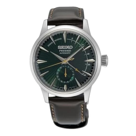 SEIKO SSA459 Relógio automático masculino – Coleção Presage – mostrador verde rico – aço inoxidável, pulseira de couro – resistente à água até 50 m, Verde rico