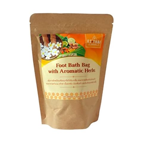 EZ THAI Herbal Detox Foot Soak 5.29oz (10 Bags) Relax Cleansing Spa Massage, Thai Herbal Plai, Kaffi Lime, Lemongrass, Galangal, Turmeric Soothes Tired Feet, Rejuvenates Removes Stubborn Foot Odor Cover