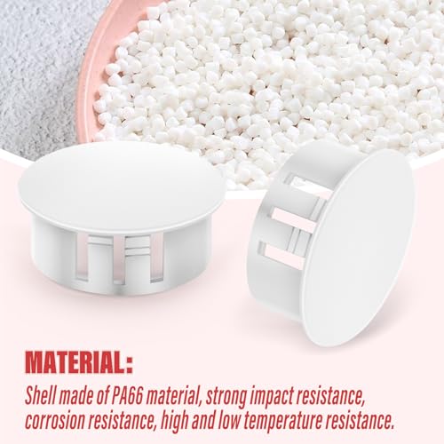 Image of 200PCS 3 /4 inch Plastic Plugs Hole, White Round PA66 Plug Furniture Hole Decorative Cover