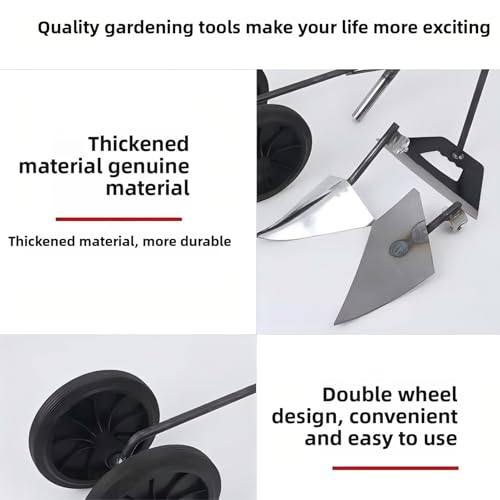 DRFGHK Weeding and loosening Soil clearing Tools, Multifunctional Two-Wheel Power Push Hoe Plough, 3-in-1 Agricultural Tools for Digging Weeding Planting and Gardening Tools - Image 6