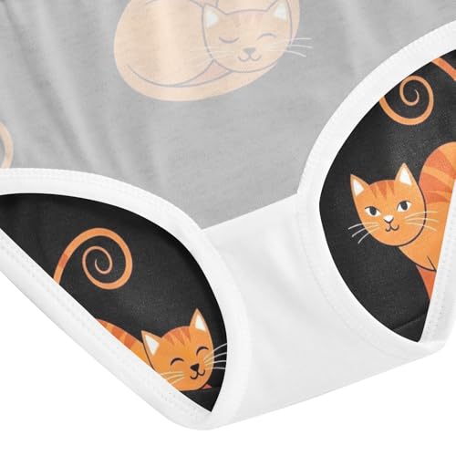 Toddler Girl Briefs, Orange Cats Black Cotton Girls Underwear, 2–8 Years4