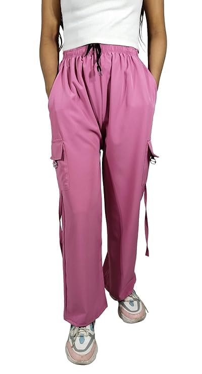 Image of ARYANSH Shoppe 4 Pocket Straight-Fit Cargo Trouser Pants for Kids Girls | Stylish High-Waist Casual Wear with Pockets | Small to XXL